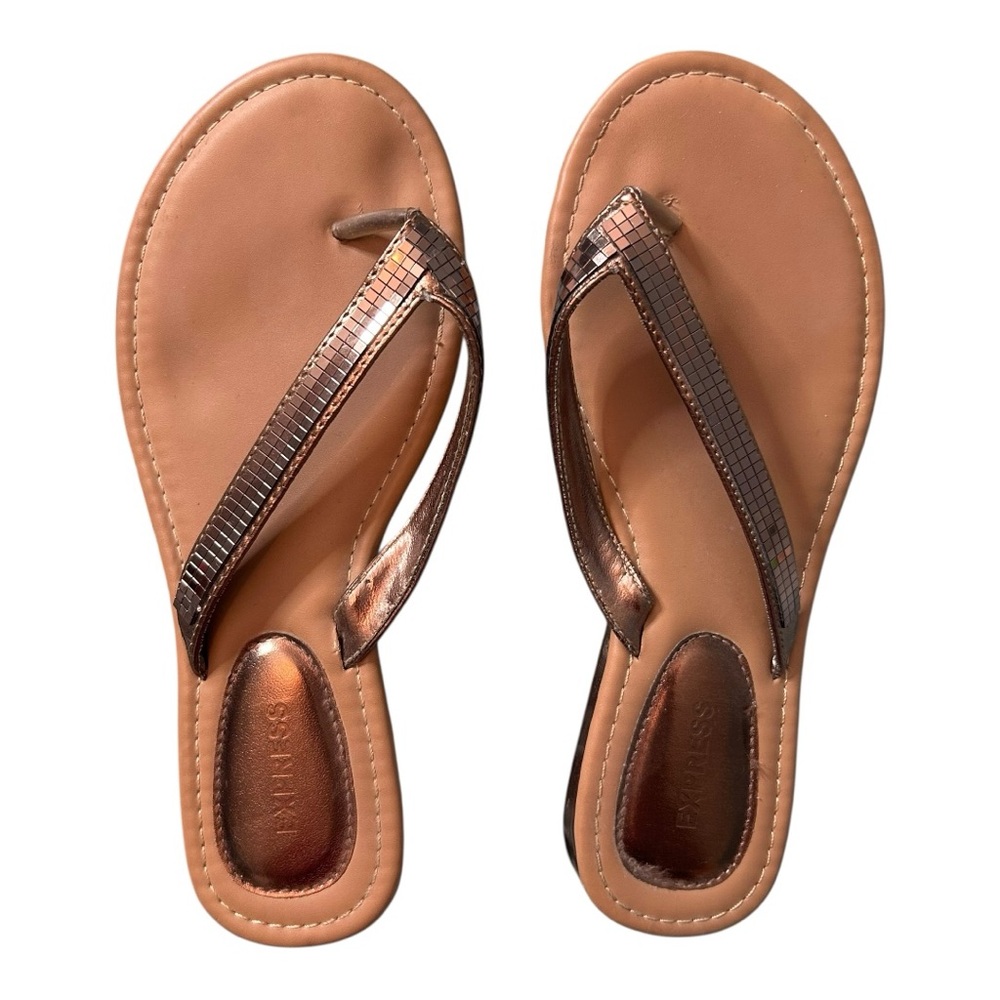 Express Embellished Slides - Size 7, Bronze/Copper